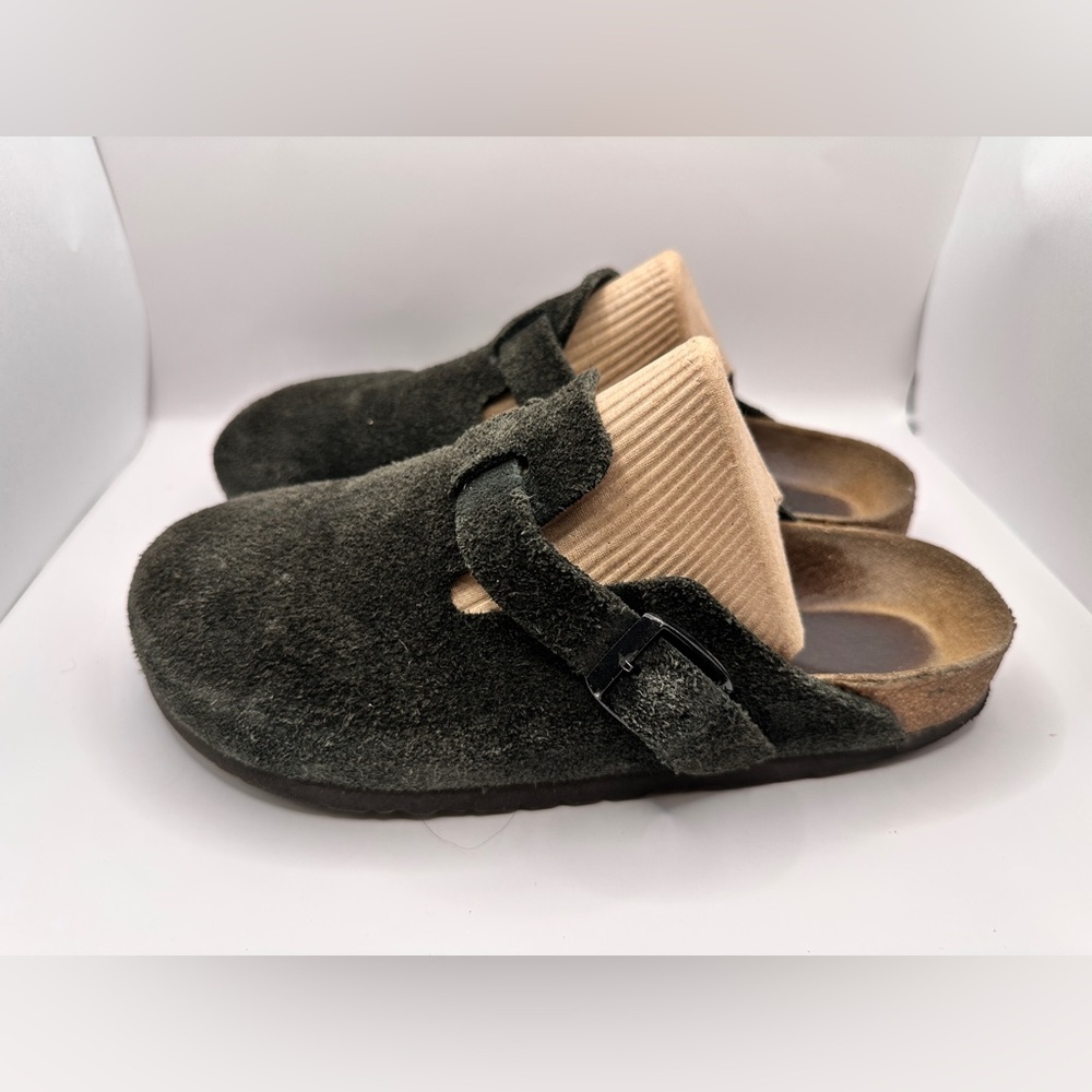 Birkenstock Boston Soft Footbed Suede Leather In Black, Size 40 / 260 / L9 M7